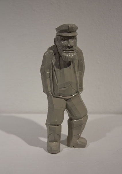 plastic 3d print of old man by artist in maya