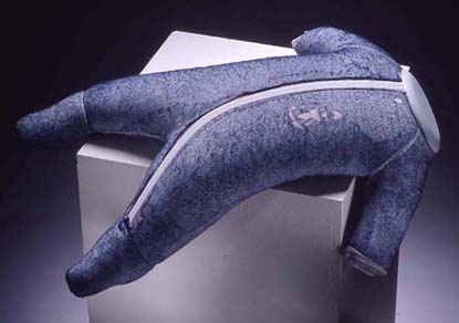 blue plaster reconciled baby sculpture