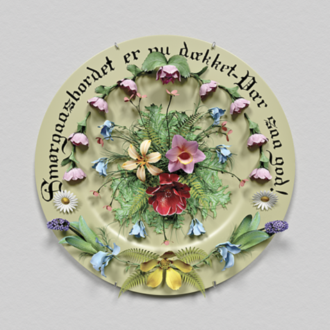 3d still from animation of rosemal plate created in maya