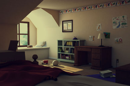 3d scene from calvin and hobbes in maya by matt elser