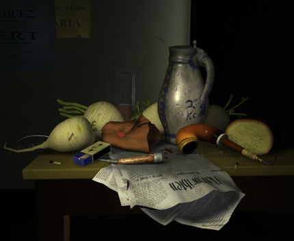 3d still life of harnett painting using maya by sean mcdonald