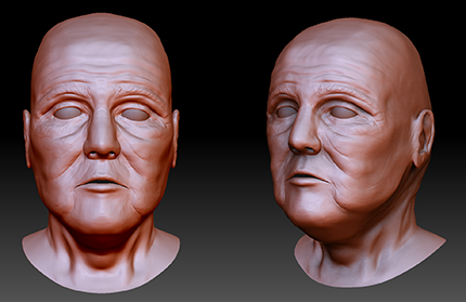 3d model of 85 year old self portrait in zbrush by keith catalano