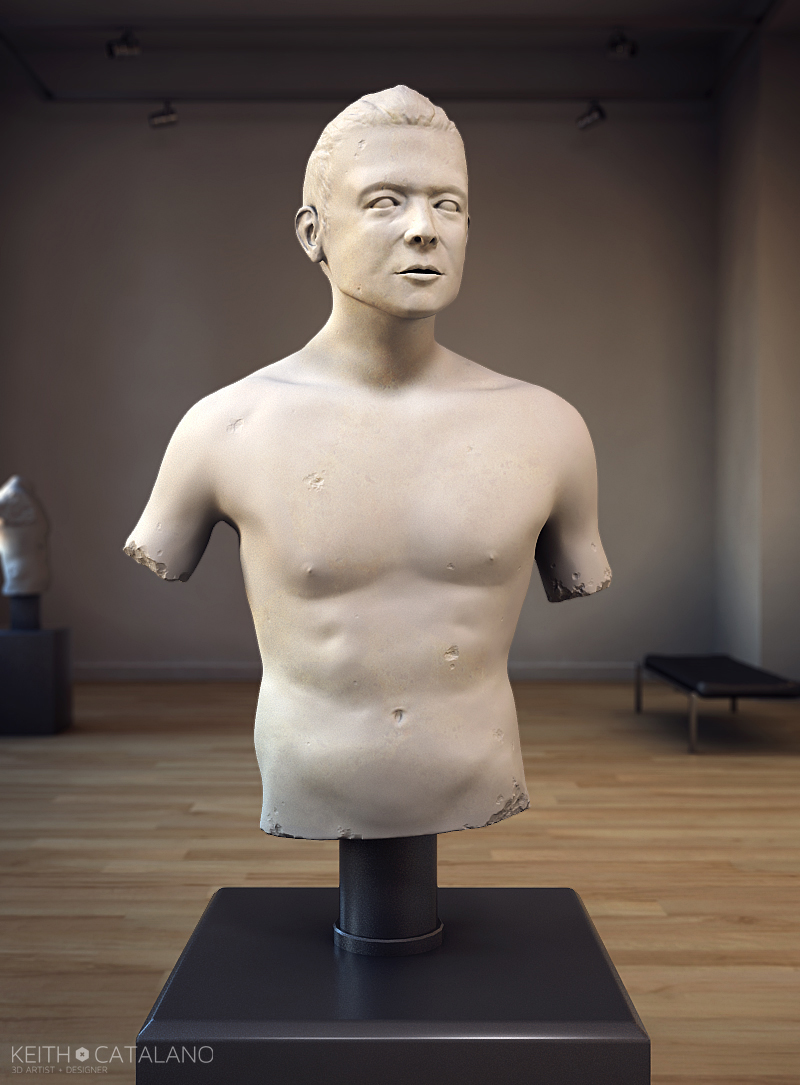digital sculpt of greek bust by keith catalano