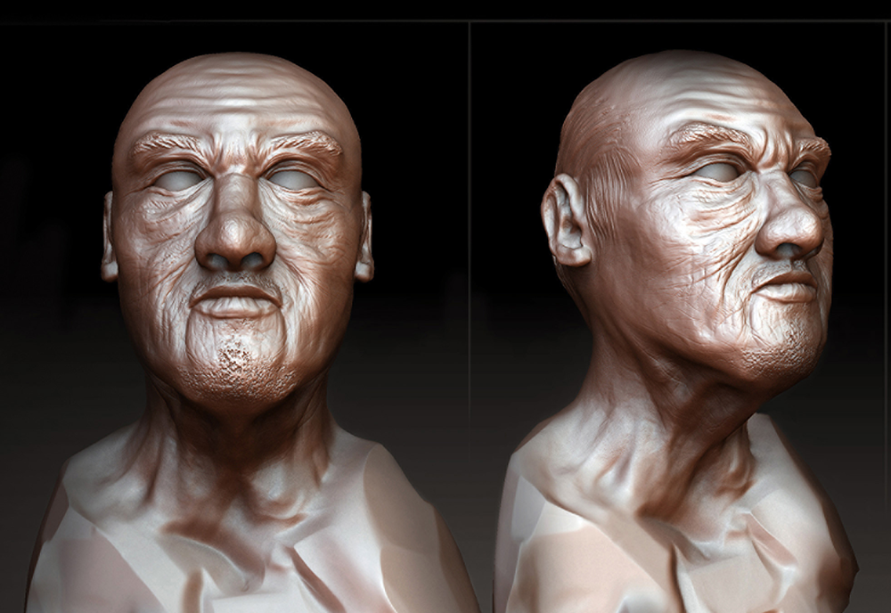 3d model of 85 year old self portrait in zbrush by matt culbertson