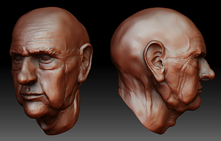 3d model of 85 year old self portrait in zbrush by matt louscher