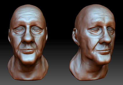 3d model of 85 year old self portrait in zbrush by peter van dusartz