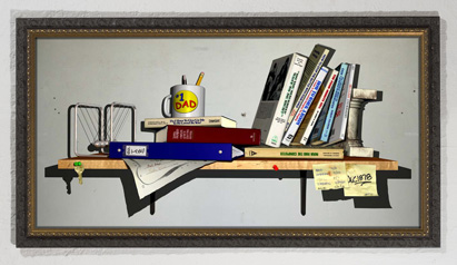 3d render bookshelf trompe l'oeil after william harnett using maya job lot cheap