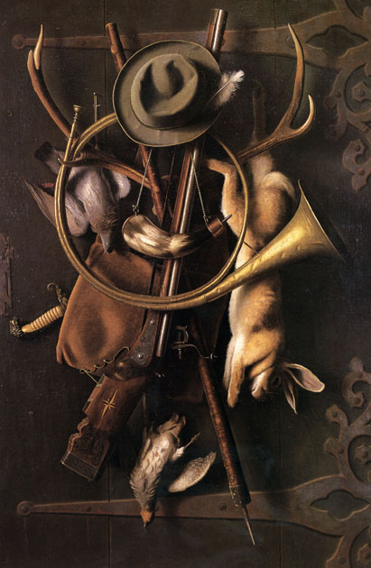 after the hunt trompe l'oeil painting by william harnett