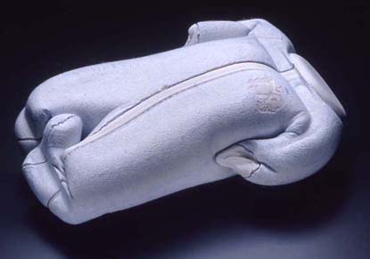 baby blue plaster reconciled baby sculpture