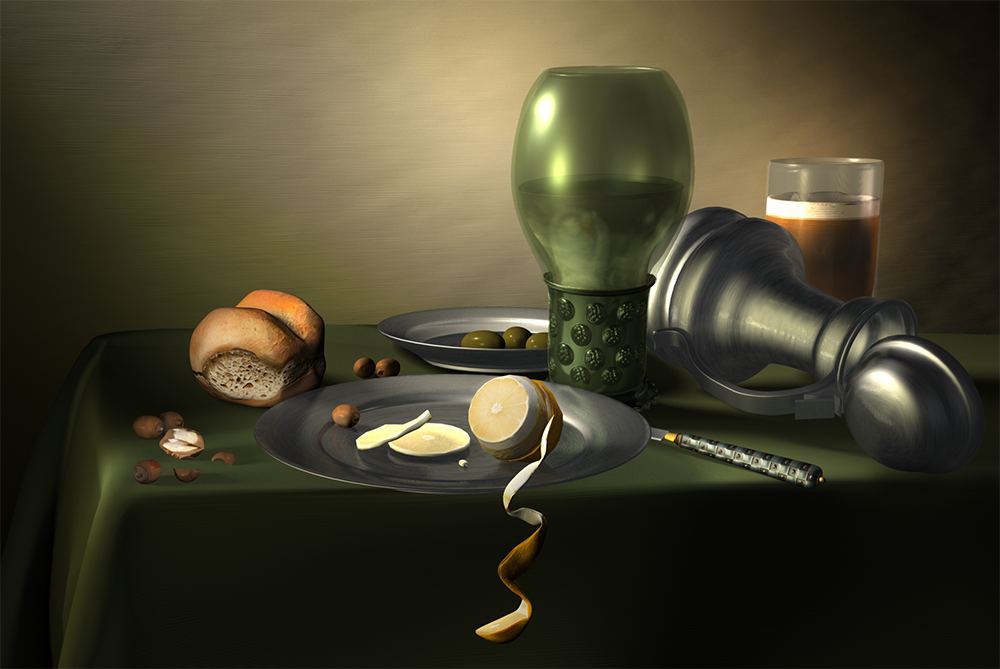 3d still life of claesz painting by matt ferrara