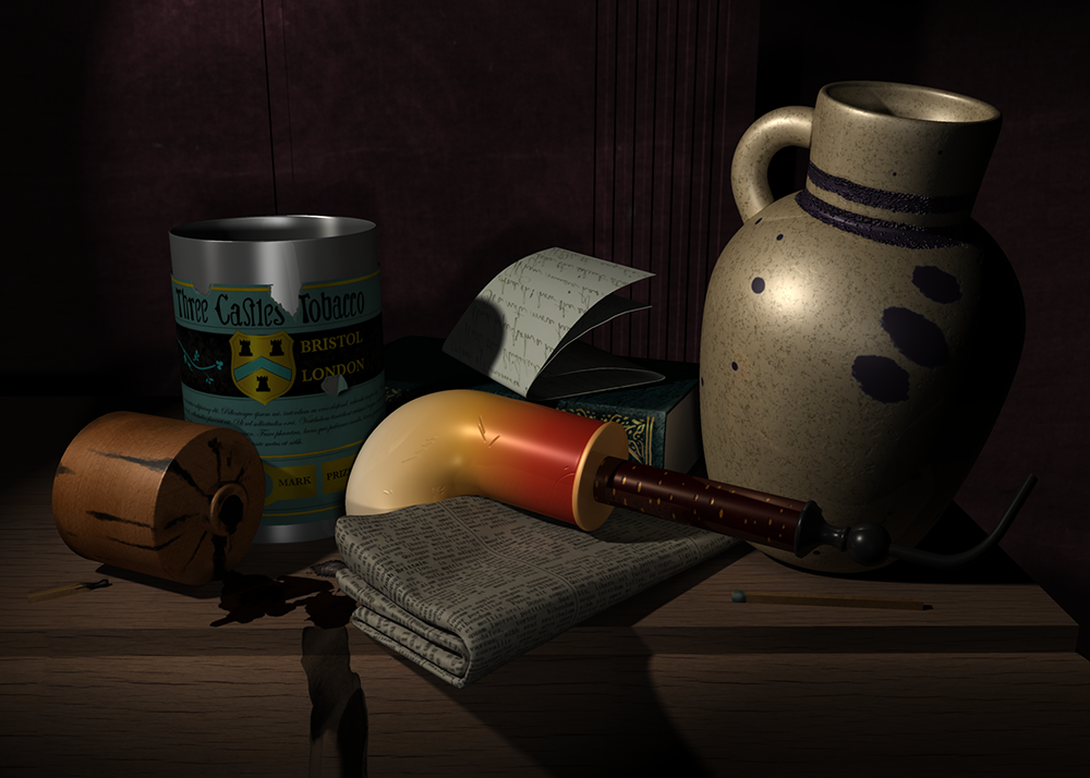3d still life of harnett painting using maya by sean mcdonald
